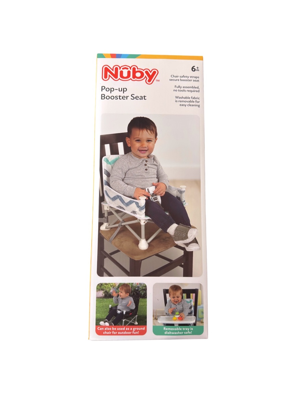 Nuby Pop-Up Portable Booster Seat with Removable Tray & Travel Bag – Aqua New